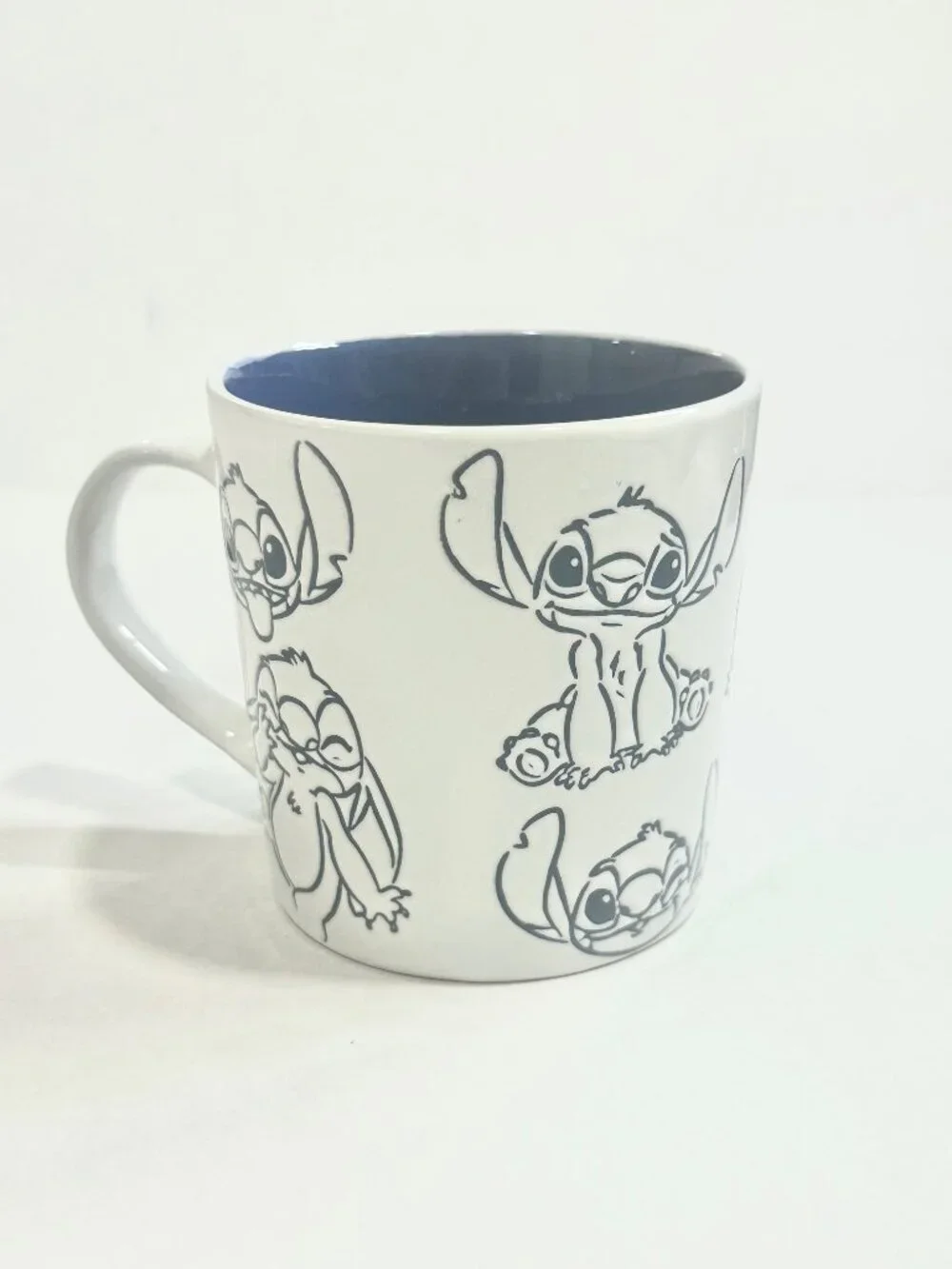 Disney Lilo and Stitch Coffee Mug Sketch of Stitch Design White & Blue 4